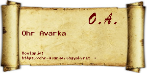 Ohr Avarka névjegykártya